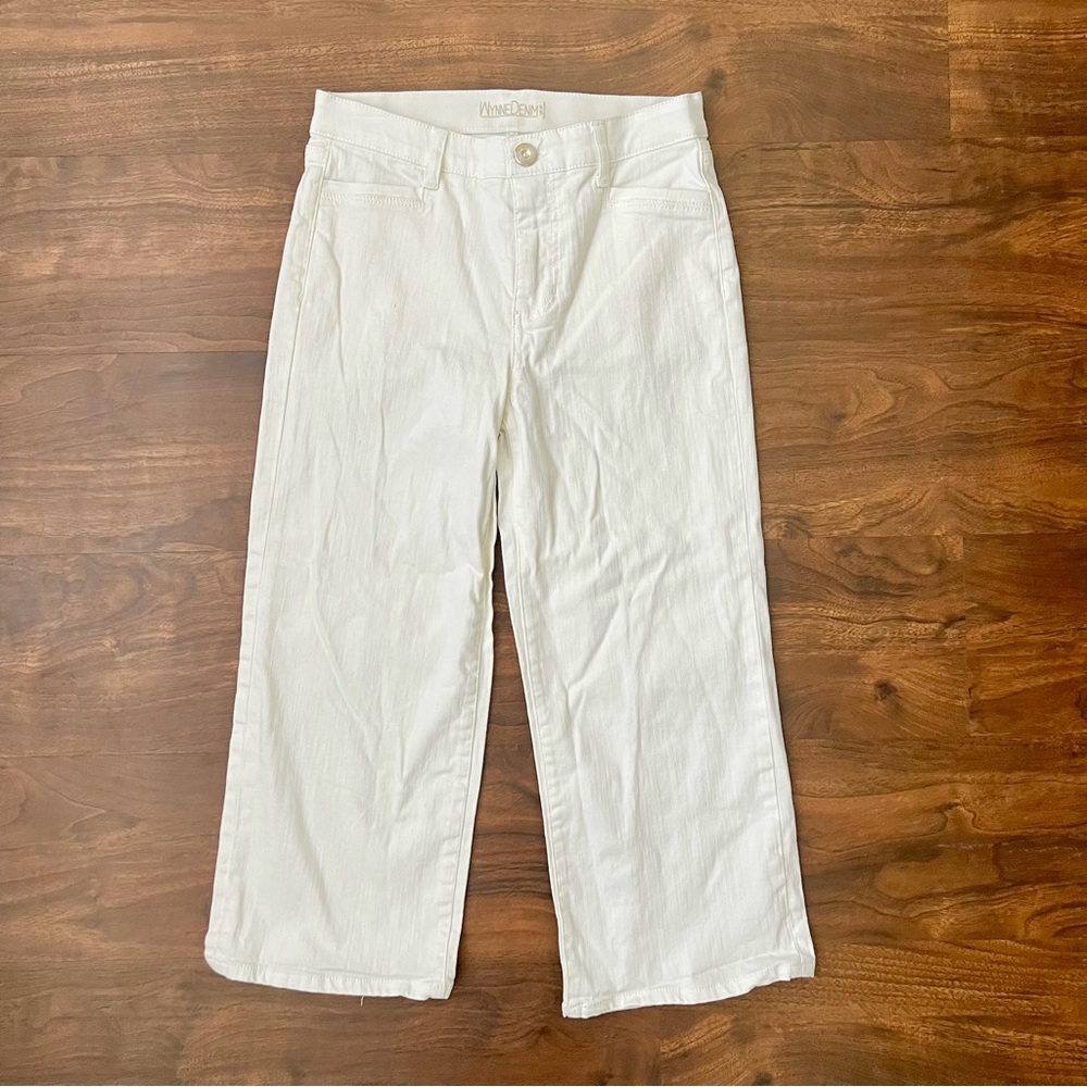 WynneDenim Wide Leg Flare Jeans White Marla Wynne Women’s Size 4P